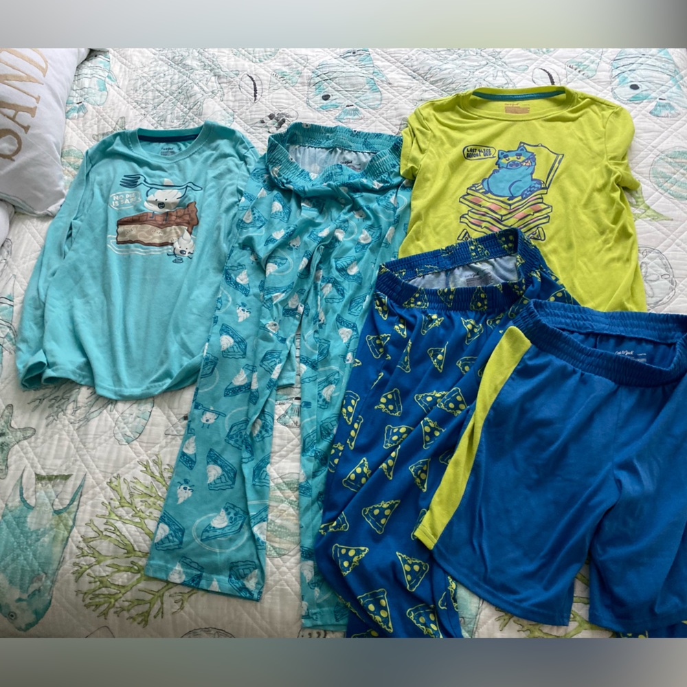 2 L 10-12 Cat and Jack Pajama sets (2 piece LS and 3 piece SS)